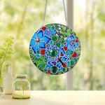 Acryl Blauer Schmetterling und Blumen Diamond Painting Hängender Anhänger