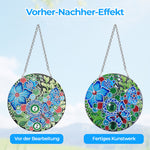 Acryl Blauer Schmetterling und Blumen Diamond Painting Hängender Anhänger
