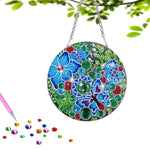 Acryl Blauer Schmetterling und Blumen Diamond Painting Hängender Anhänger