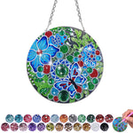 Acryl Blauer Schmetterling und Blumen Diamond Painting Hängender Anhänger