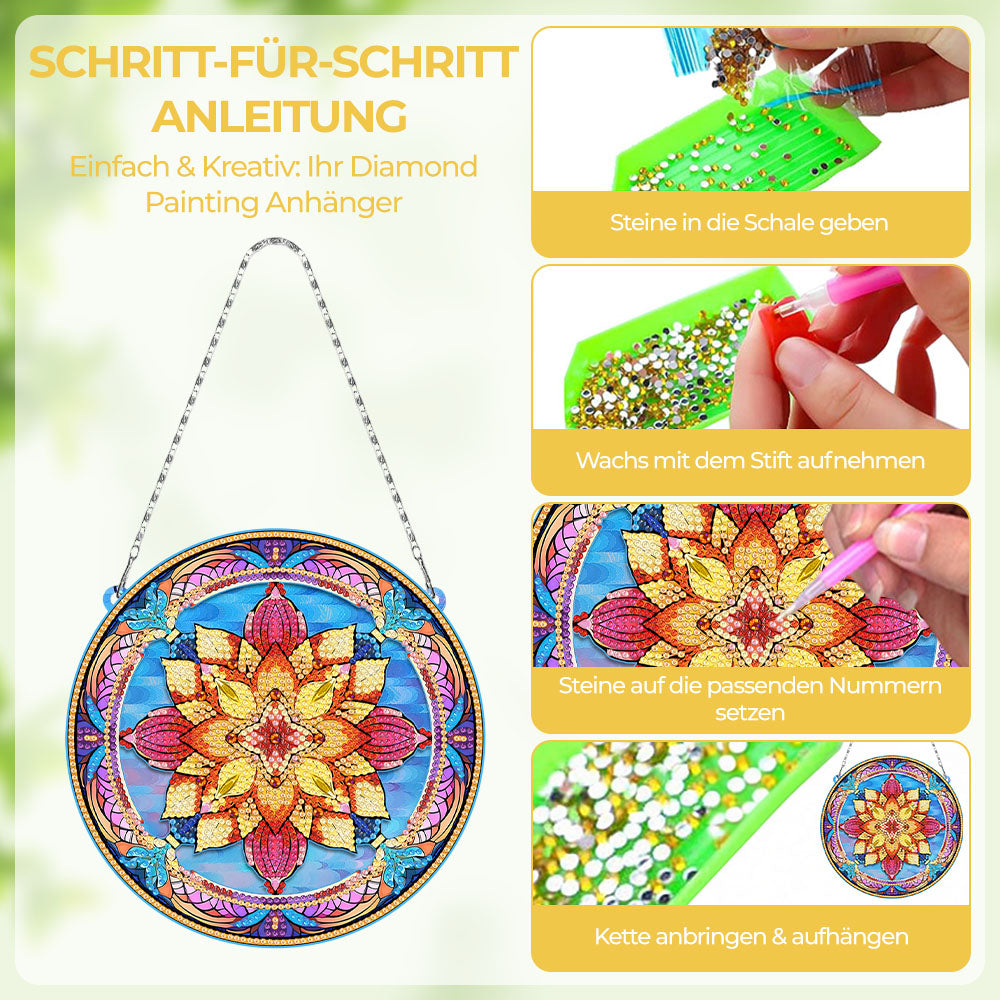 Acryl Mandala-Lotusblume Diamond Painting Hängender Anhänger