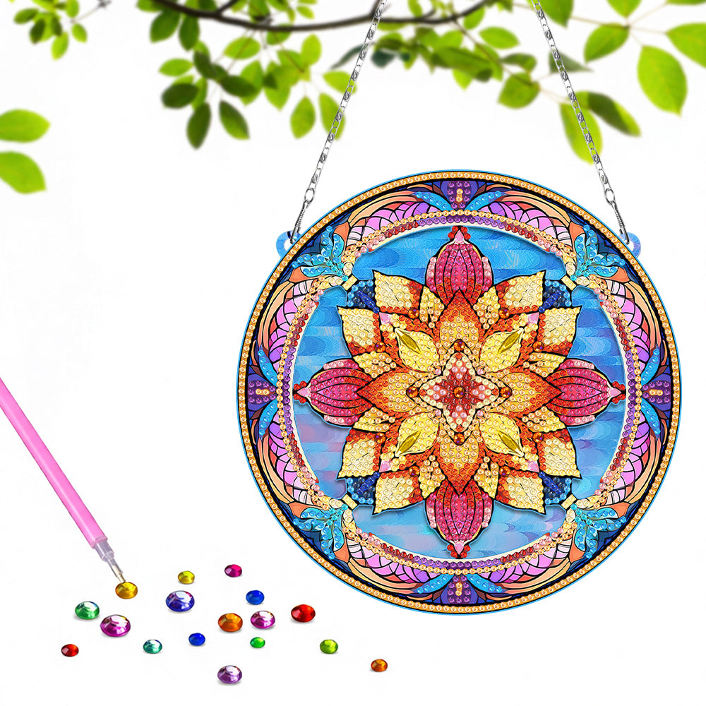 Acryl Mandala-Lotusblume Diamond Painting Hängender Anhänger