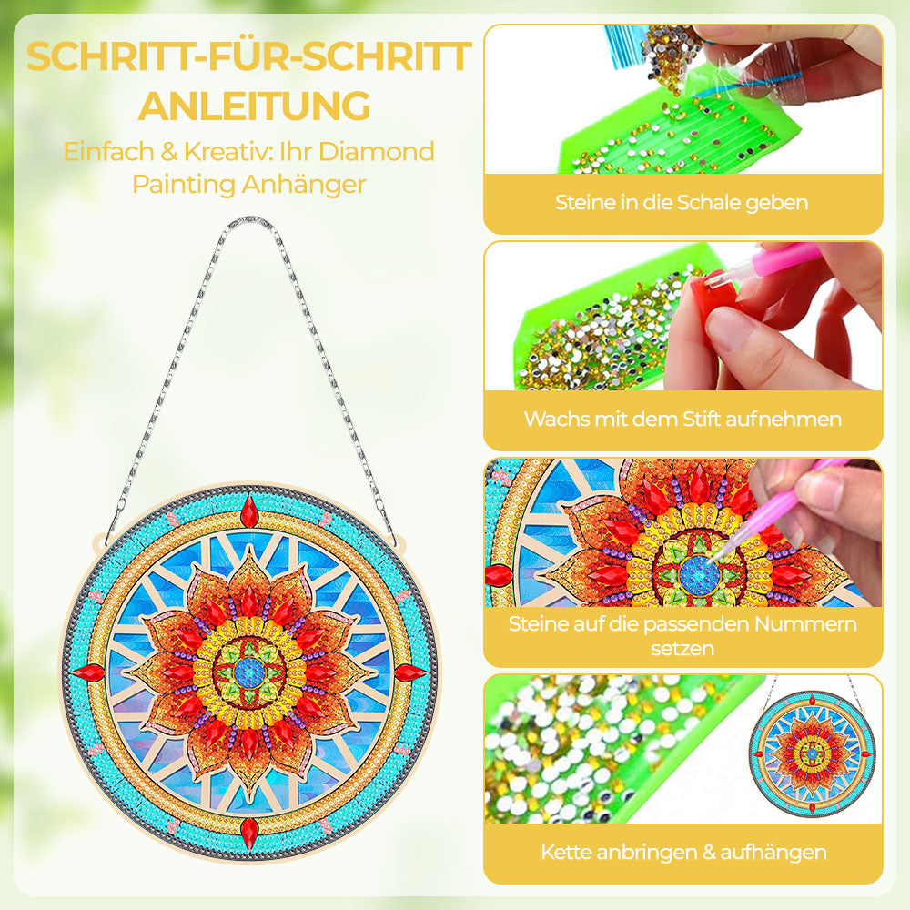 Acryl Roter Lotus-Mandala Diamond Painting Hängender Anhänger