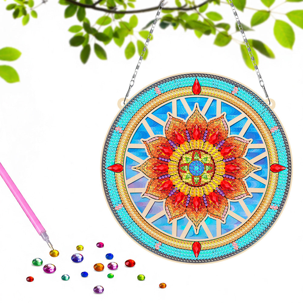 Acryl Roter Lotus-Mandala Diamond Painting Hängender Anhänger