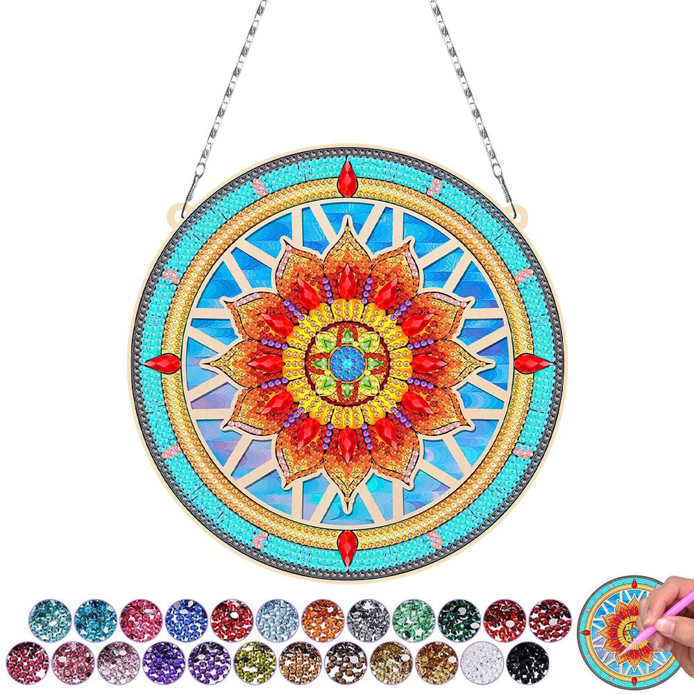 Acryl Roter Lotus-Mandala Diamond Painting Hängender Anhänger