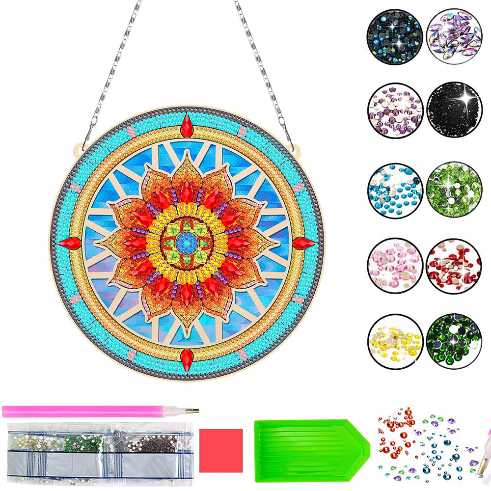 Acryl Roter Lotus-Mandala Diamond Painting Hängender Anhänger