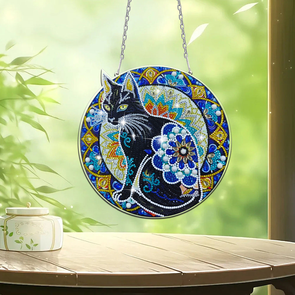 Acryl Schwarze Katze Diamond Painting Hängender Anhänger
