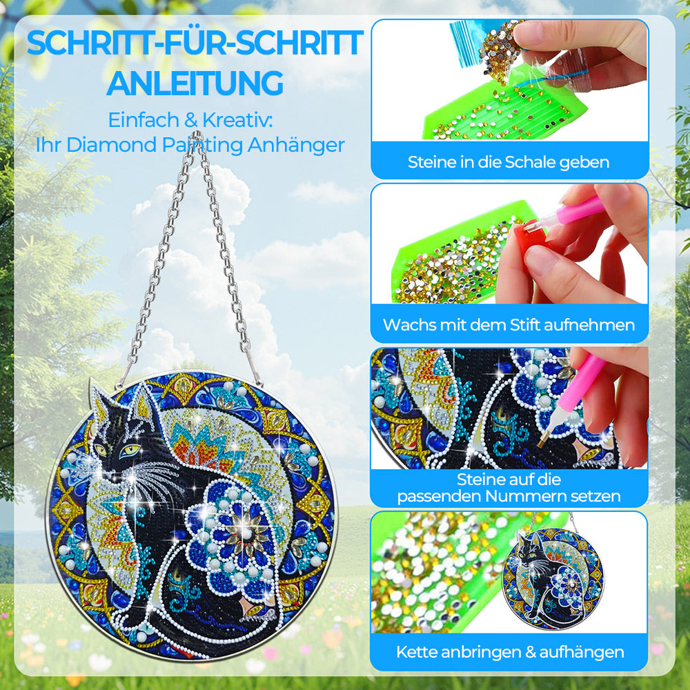 Acryl Schwarze Katze Diamond Painting Hängender Anhänger