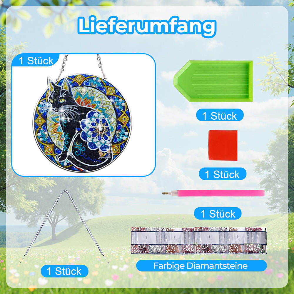 Acryl Schwarze Katze Diamond Painting Hängender Anhänger