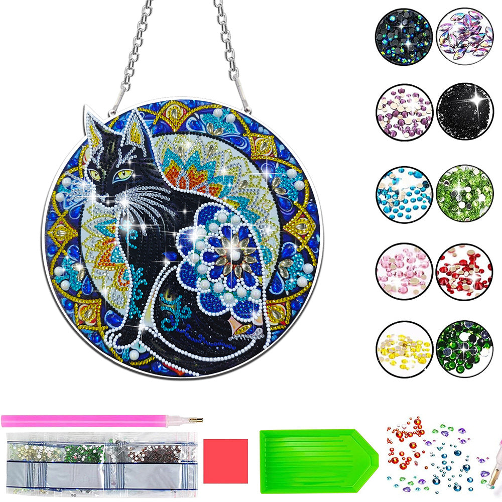 Acryl Schwarze Katze Diamond Painting Hängender Anhänger