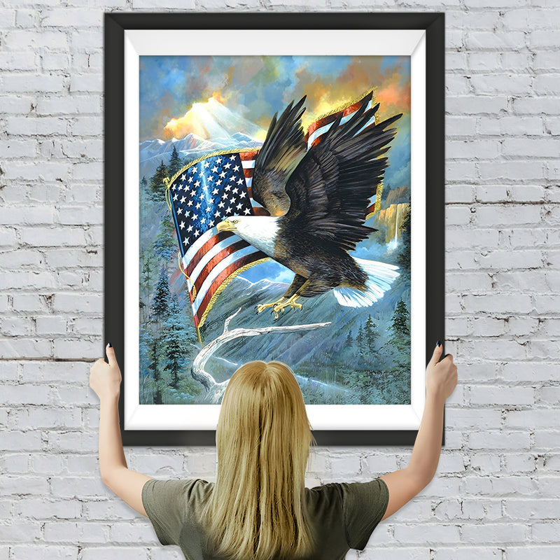 Adler mit der amerikanischen Flagge Diamond Painting