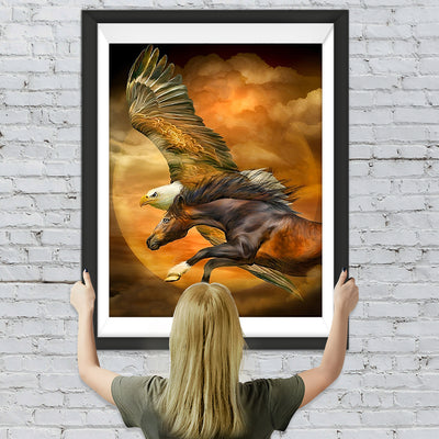 Adler und Pferd am Himmel Diamond Painting