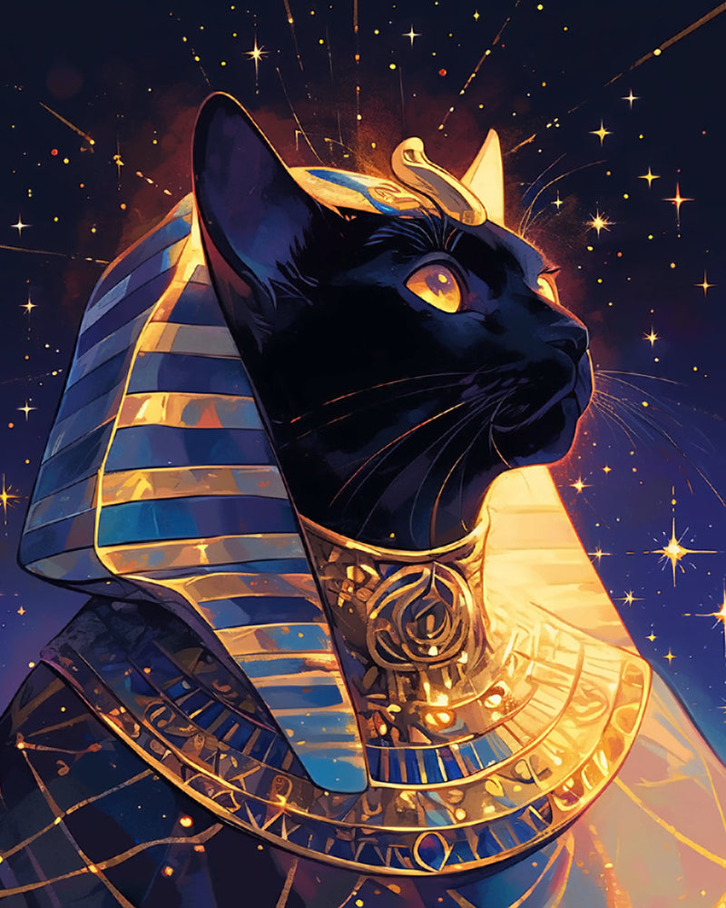 Ägyptischer Pharao Schwarze Katze Diamond Painting