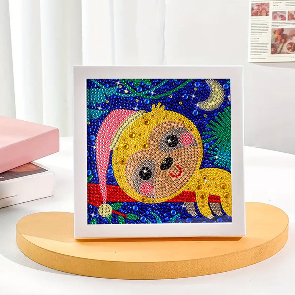 Affe auf dem Baumstamm Mini-Kristallpünktchen Diamond Painting