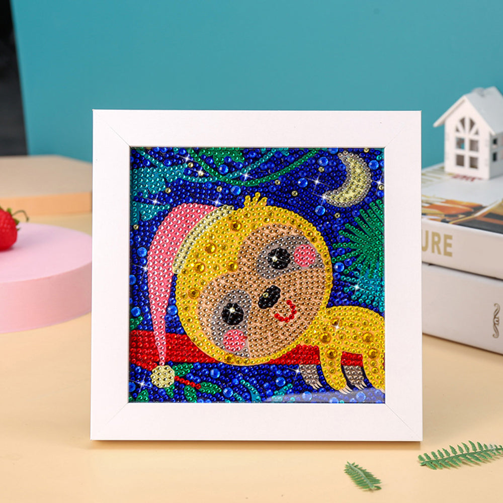 Affe auf dem Baumstamm Mini-Kristallpünktchen Diamond Painting