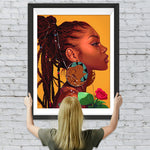 Afrikanische Schönheit mit Roter Rose Diamond Painting