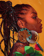 Afrikanische Schönheit mit Roter Rose Diamond Painting