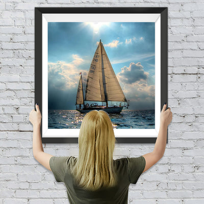 Alleines Schiff auf dem Meer Diamond Painting