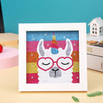 Alpaka mit herzförmiger Brille Mini-Kristallpünktchen Diamond Painting