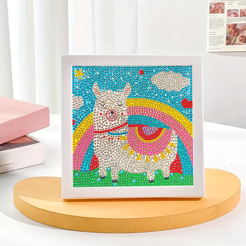 Alpaka und Regenbogen Mini-Kristallpünktchen Diamond Painting