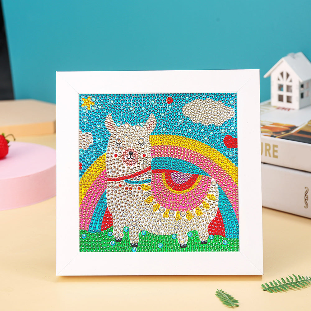 Alpaka und Regenbogen Mini-Kristallpünktchen Diamond Painting