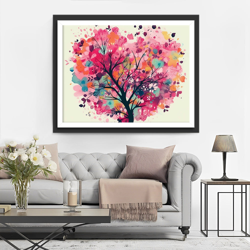 Aquarell Baum in Herzform Diamond Painting