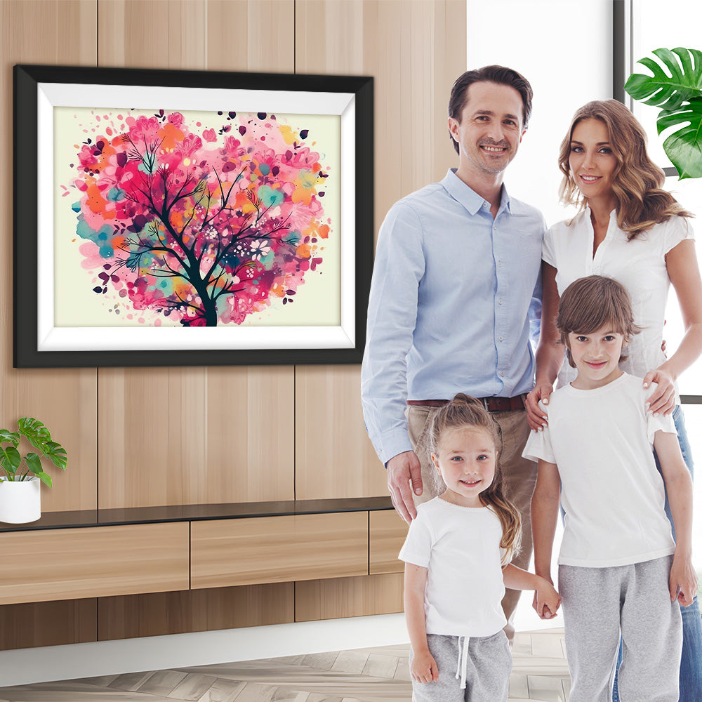 Aquarell Baum in Herzform Diamond Painting