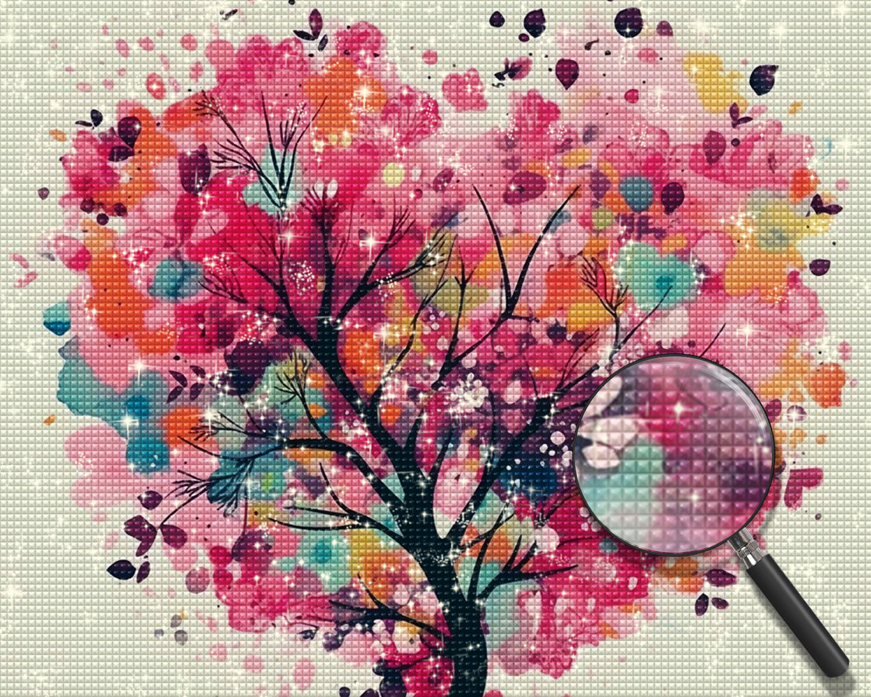 Aquarell Baum in Herzform Diamond Painting