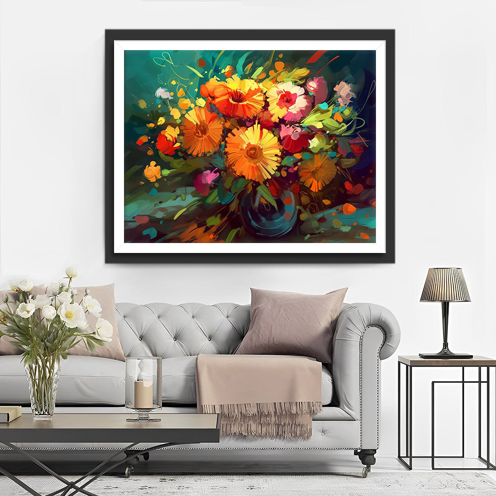 Aquarell-Chrysanthemenstrauß Diamond Painting