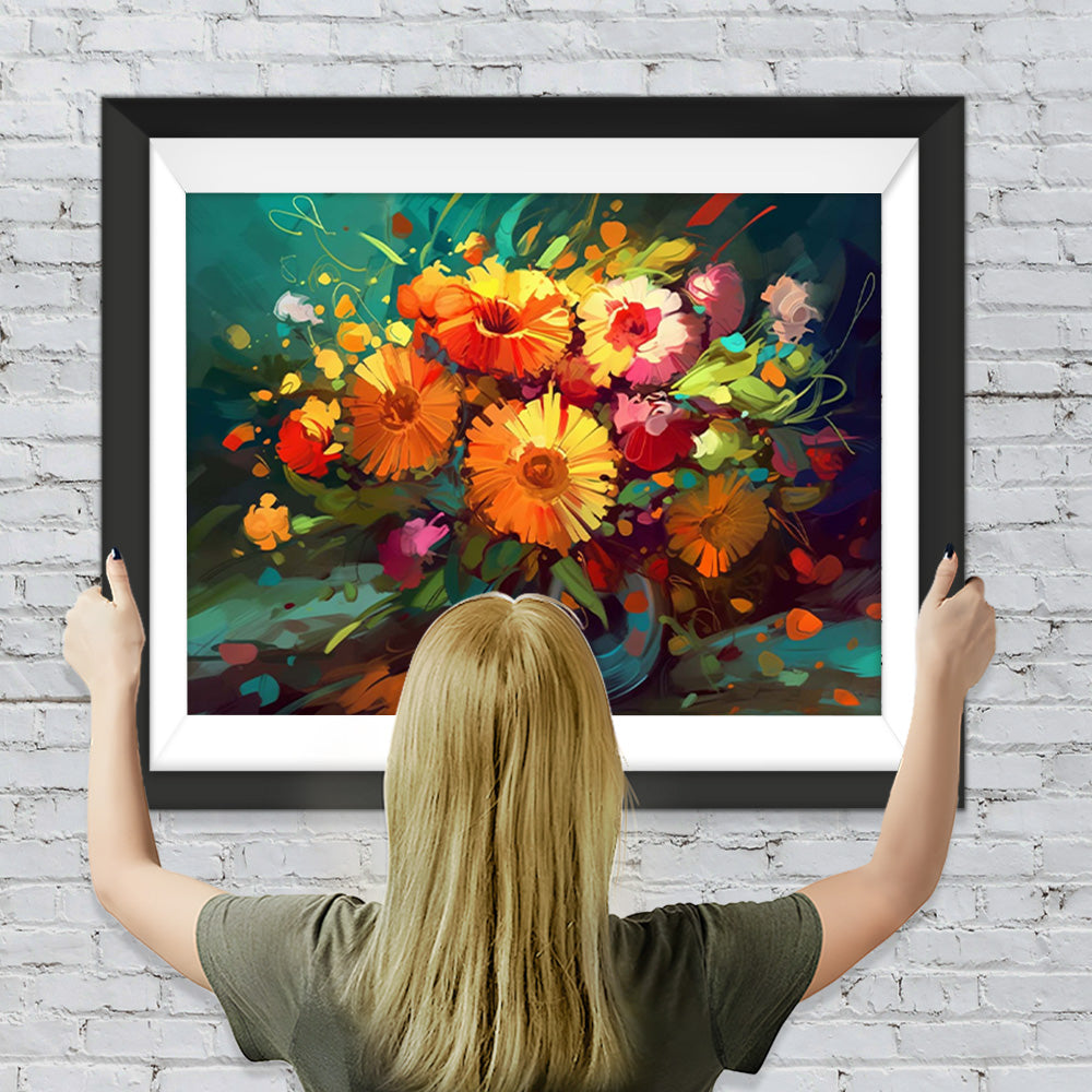 Aquarell-Chrysanthemenstrauß Diamond Painting