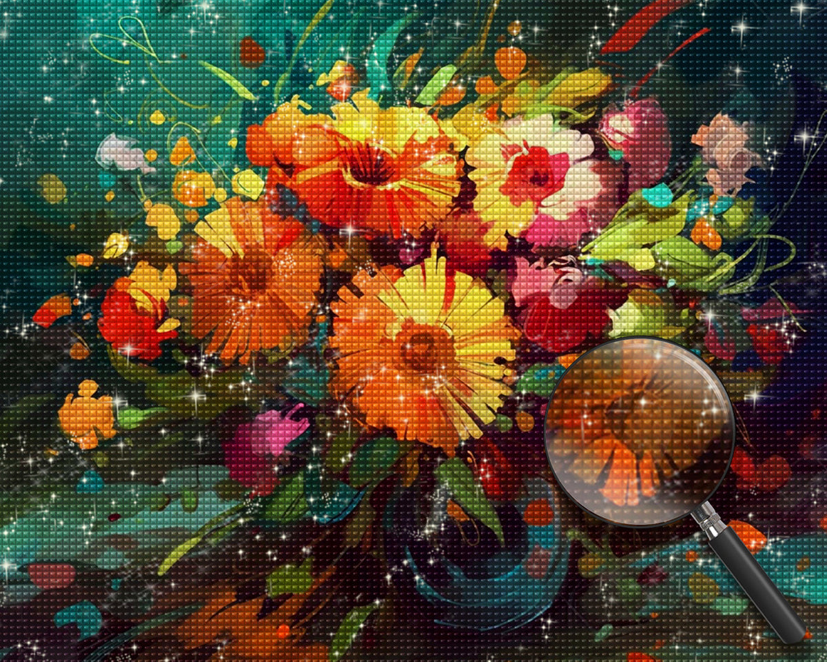 Aquarell-Chrysanthemenstrauß Diamond Painting