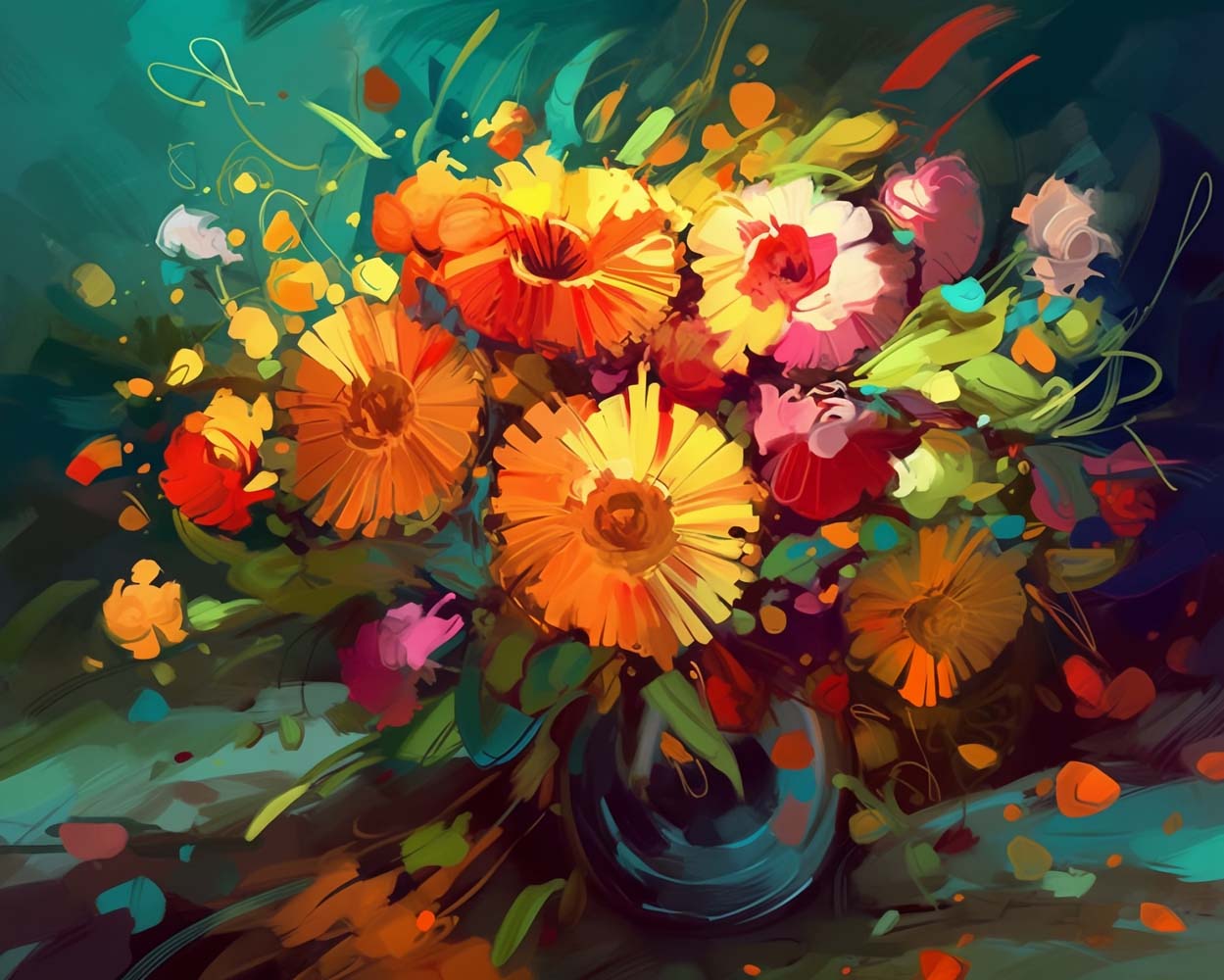 Aquarell-Chrysanthemenstrauß Diamond Painting