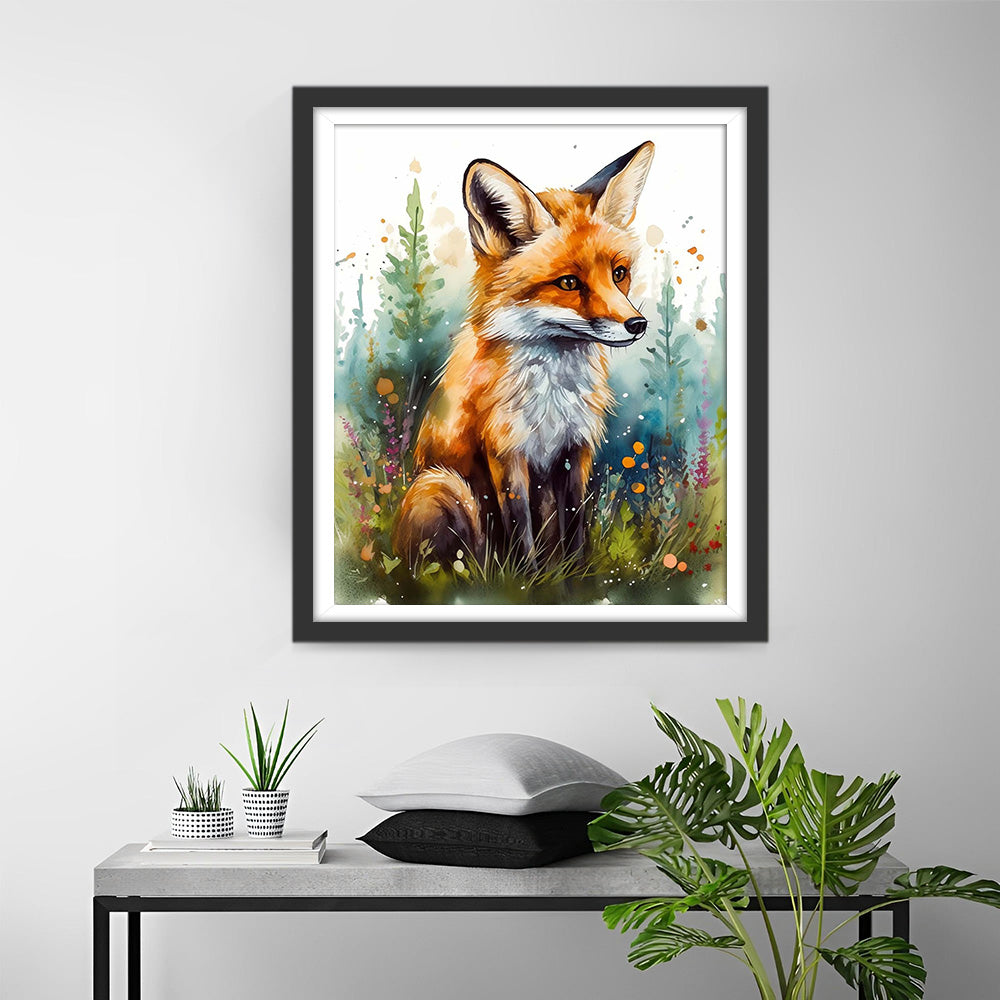 Aquarell Fuchs und Gras Diamond Painting