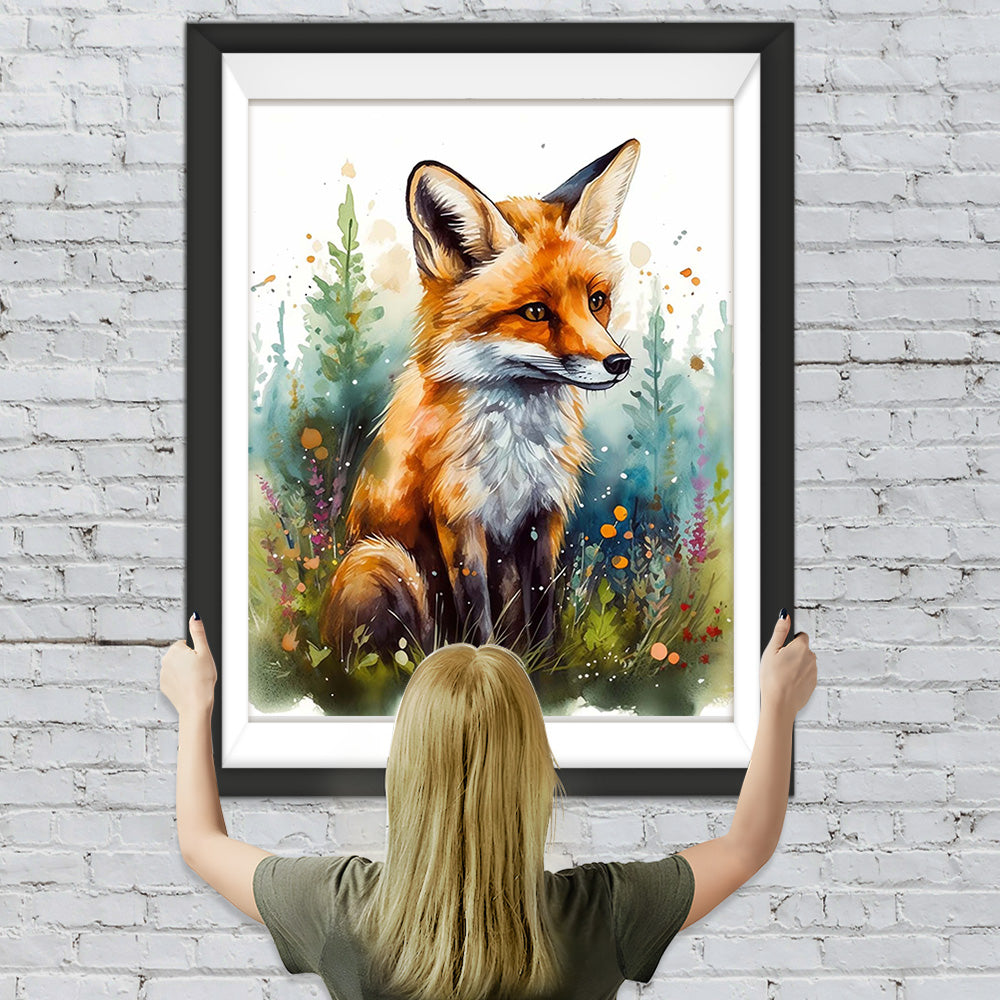 Aquarell Fuchs und Gras Diamond Painting