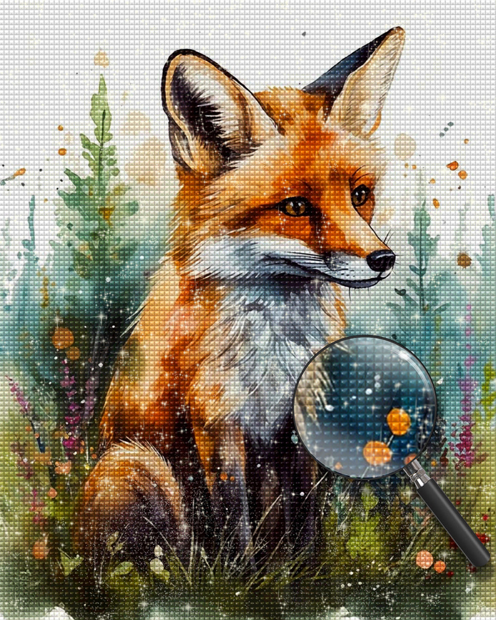 Aquarell Fuchs und Gras Diamond Painting