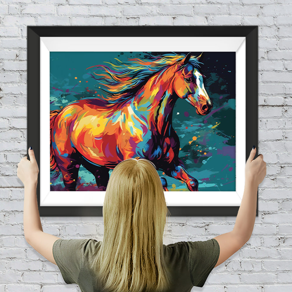 Aquarell Galoppierendes Pferd Diamond Painting