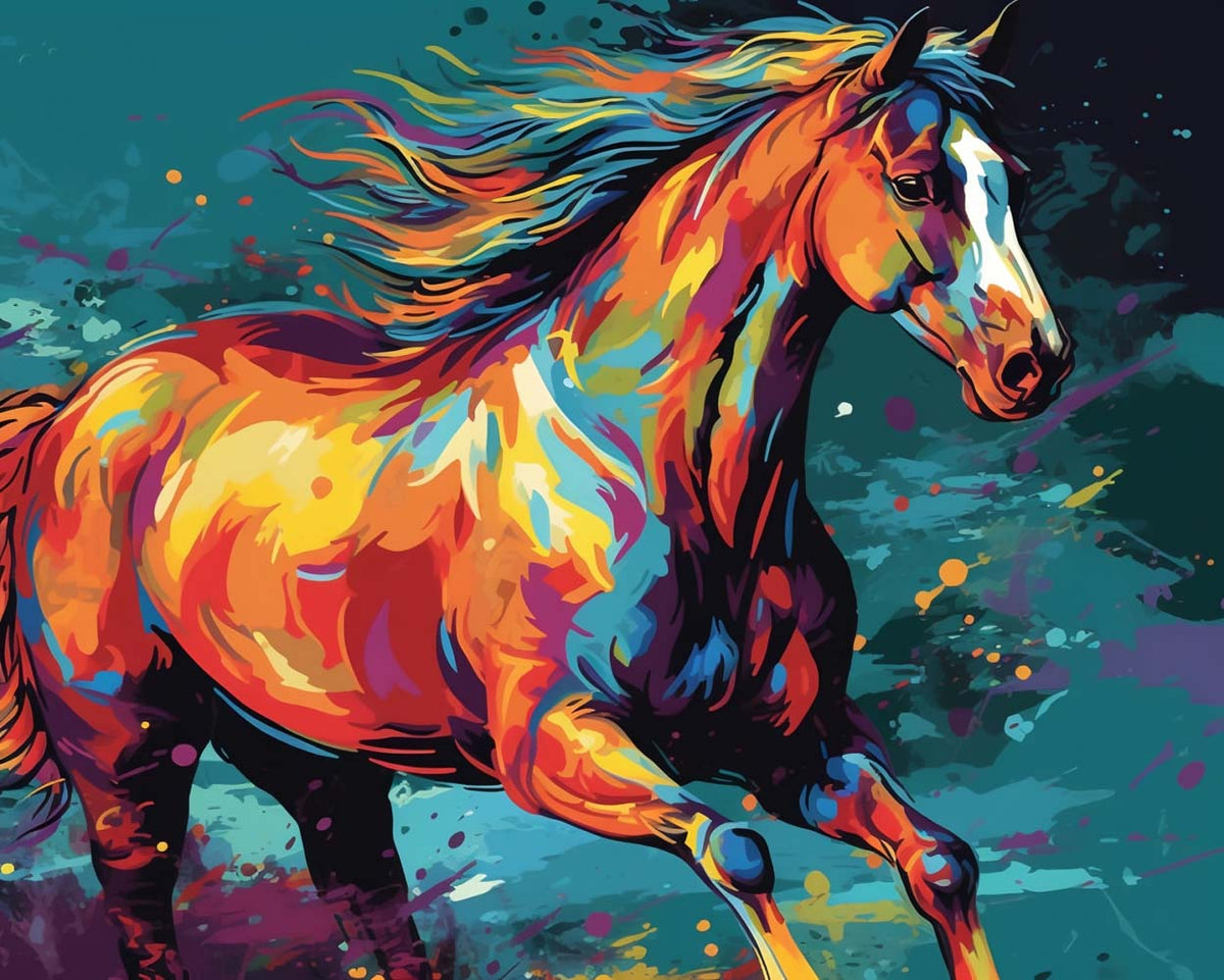 Aquarell Galoppierendes Pferd Diamond Painting