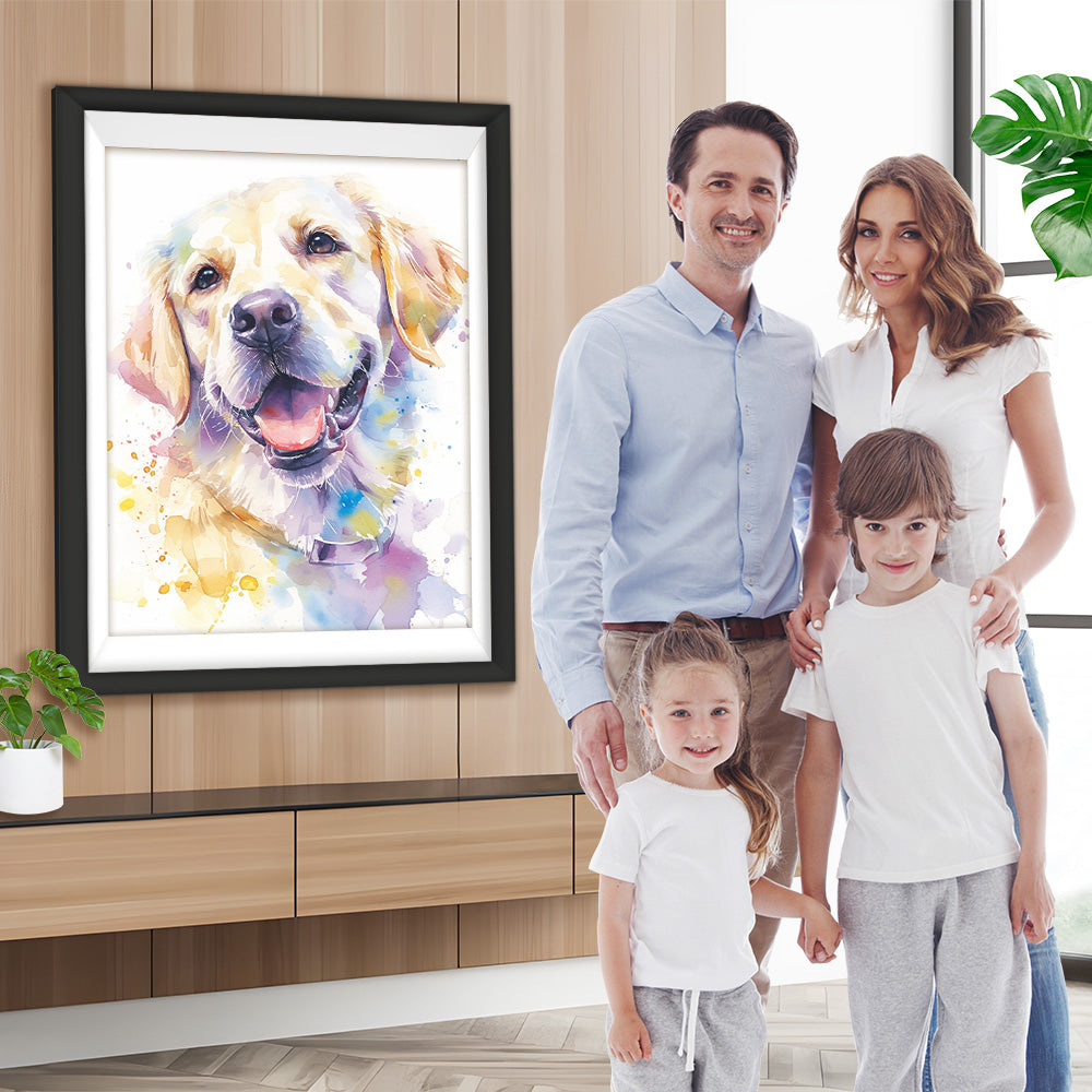 Aquarell Glücklicher Hund Diamond Painting