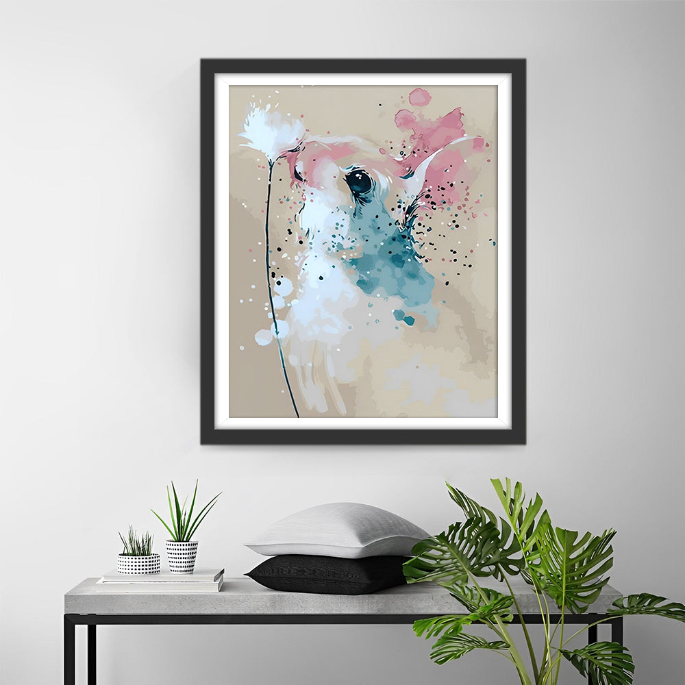 Aquarell Kaninchen und Löwenzahn Diamond Painting