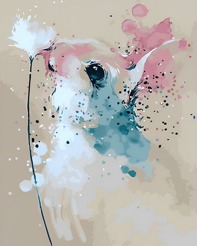 Aquarell Kaninchen und Löwenzahn Diamond Painting