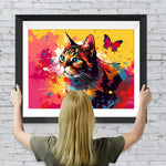 Aquarell Katze und Schmetterling Diamond Painting