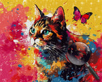 Aquarell Katze und Schmetterling Diamond Painting