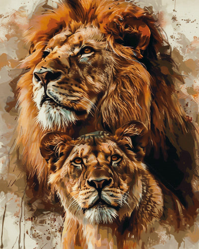 Aquarell-Löwen Diamond Painting