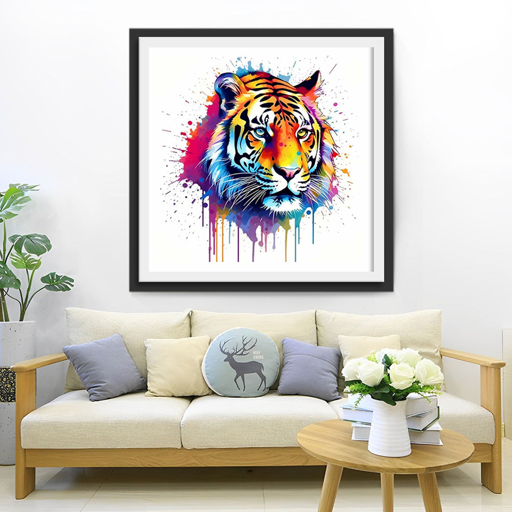 Aquarell Stil Tiger Kopf Diamond Painting