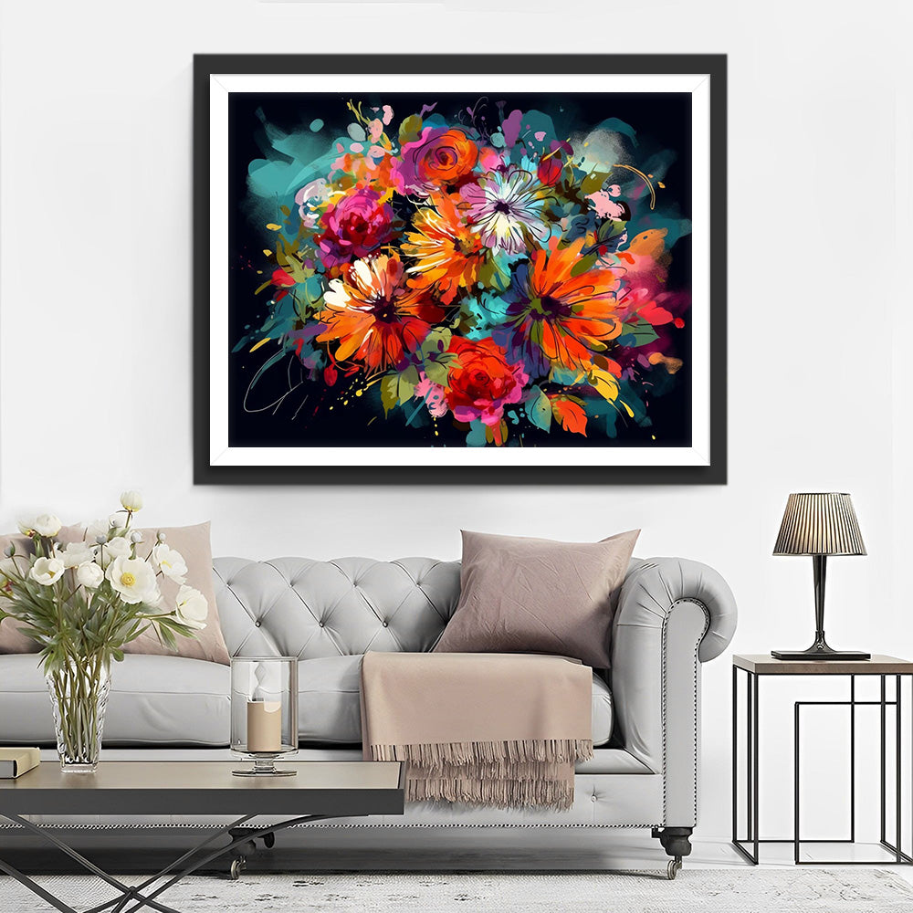 Aquarellierte Chrysantheme im Dunkeln Diamond Painting