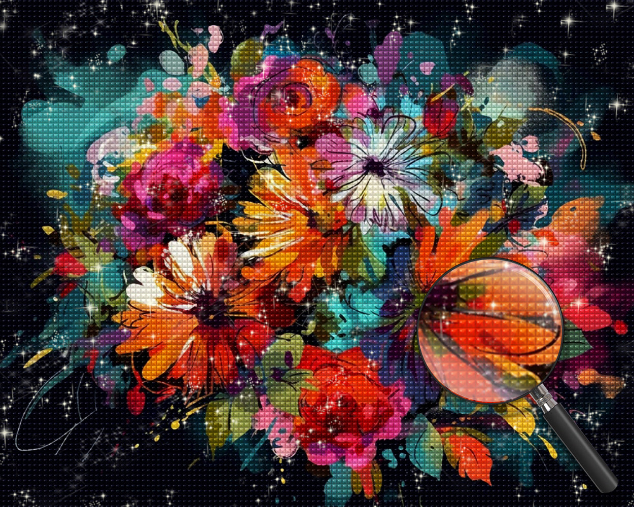 Aquarellierte Chrysantheme im Dunkeln Diamond Painting