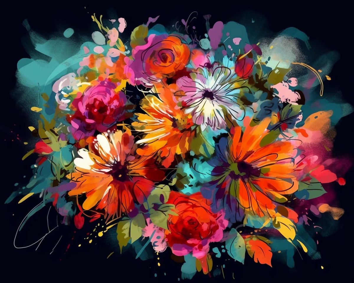 Aquarellierte Chrysantheme im Dunkeln Diamond Painting