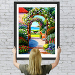 Arkade mit Blumen umwickelt Diamond Painting