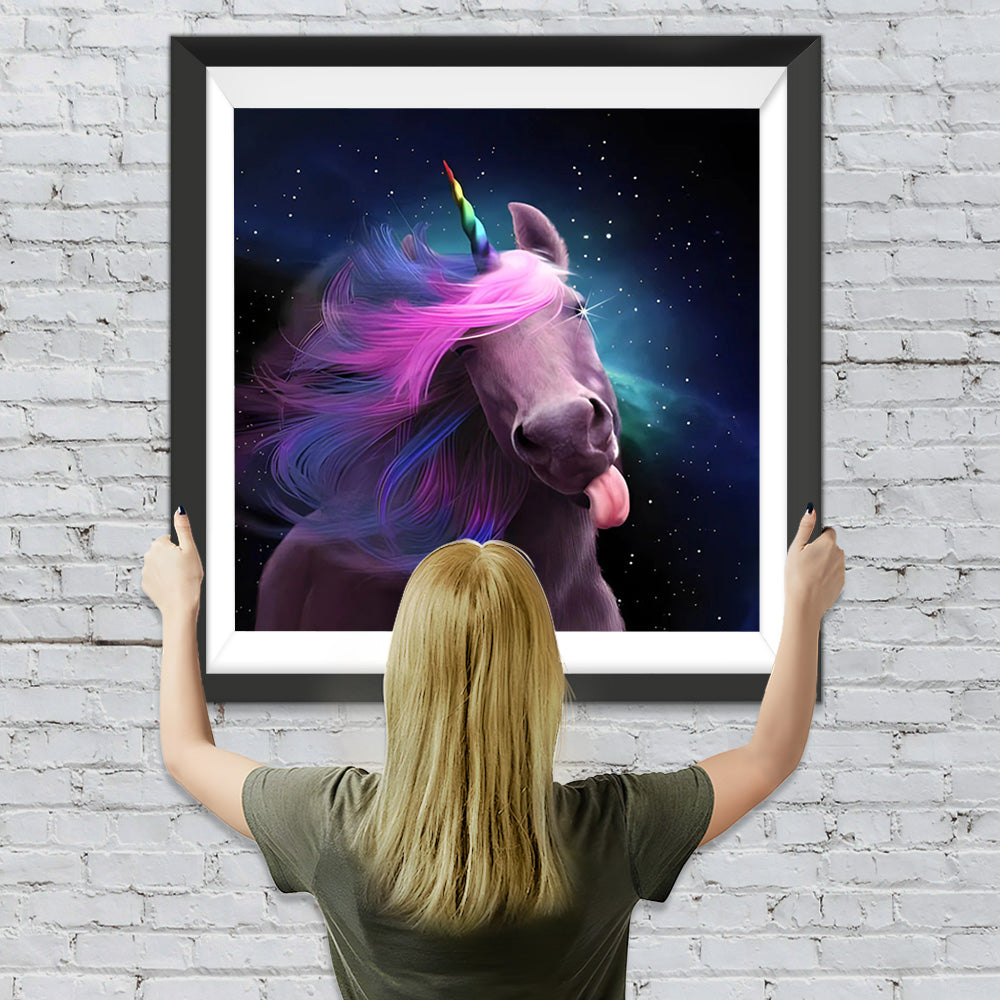 Arrogantes lila Einhorn Diamond Painting