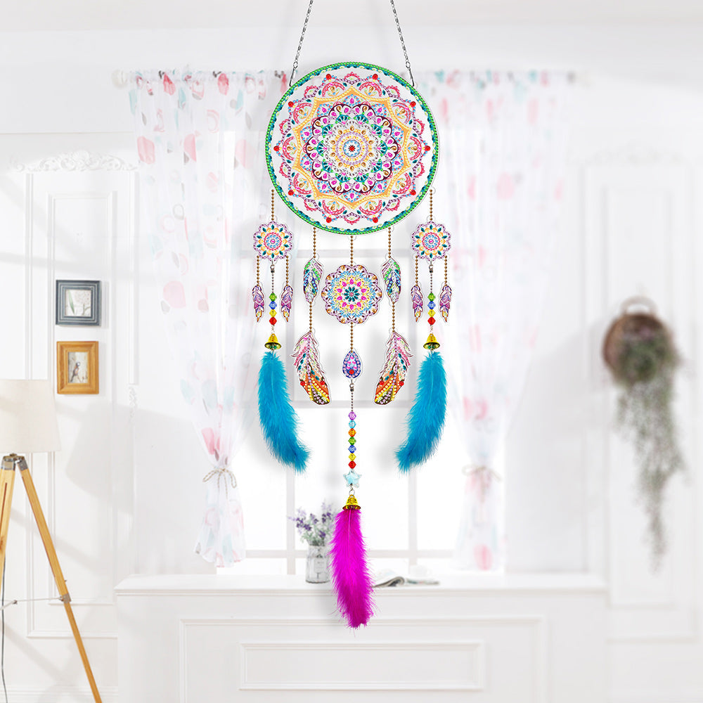 Atemberaubender Mandala-Traumfänger 2D flache Hängedekoration Diamond Painting Sets